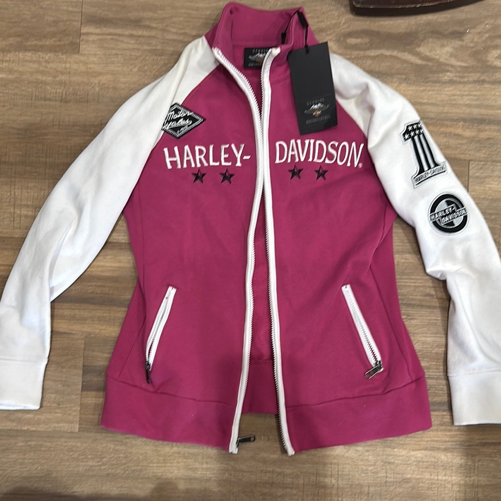Harley-Davidson Pink White Sporty Bomber Jacket